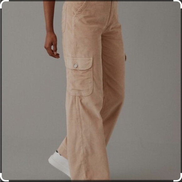 American Eagle tan corduroy cargo pants size 2, short - Picture 1 of 7